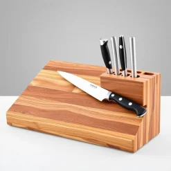 Wooden Cutting Board & Knife Holder